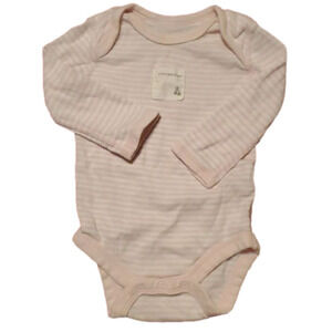 Burt's Bees Preemie Pink & White Long Sleeve Organic Cotton Onesie